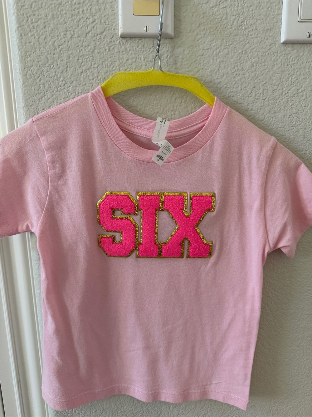 Kids Pink 'SIX' Graphic Tee size 5t